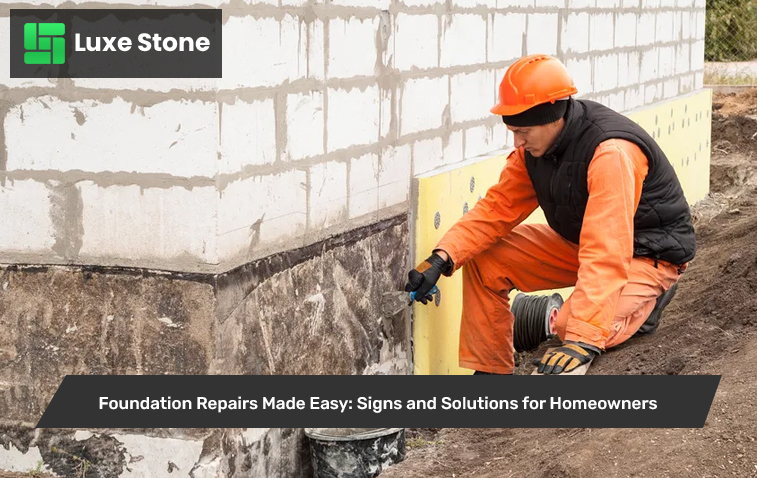 Construction worker repairing foundation to prevent structural issues.